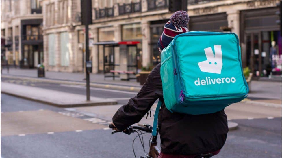 deliveroo food delivery on bike