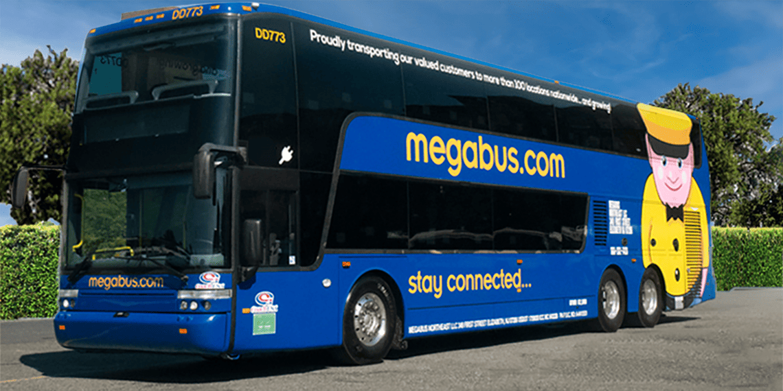 Megabus double decker blue